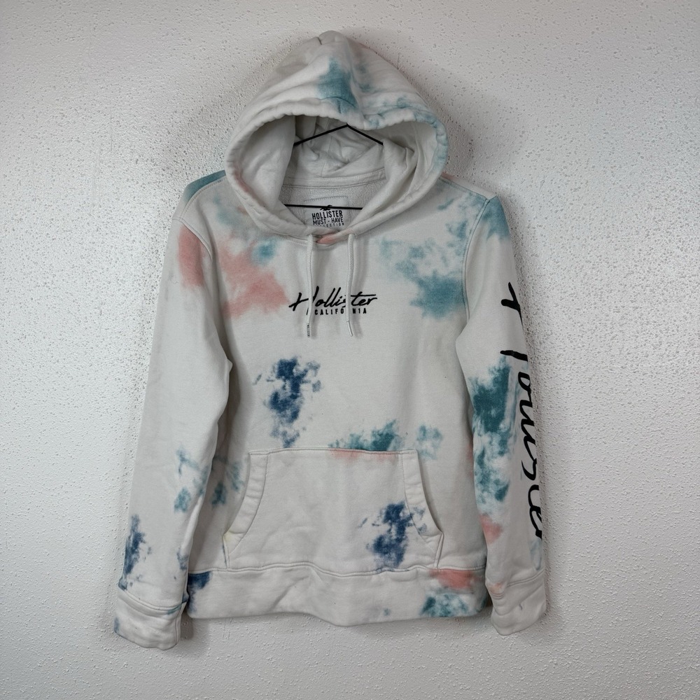 Hollister Co. Unisex Hoodie Sweatshirt White, Blue, Pink Tie Dye Size XS